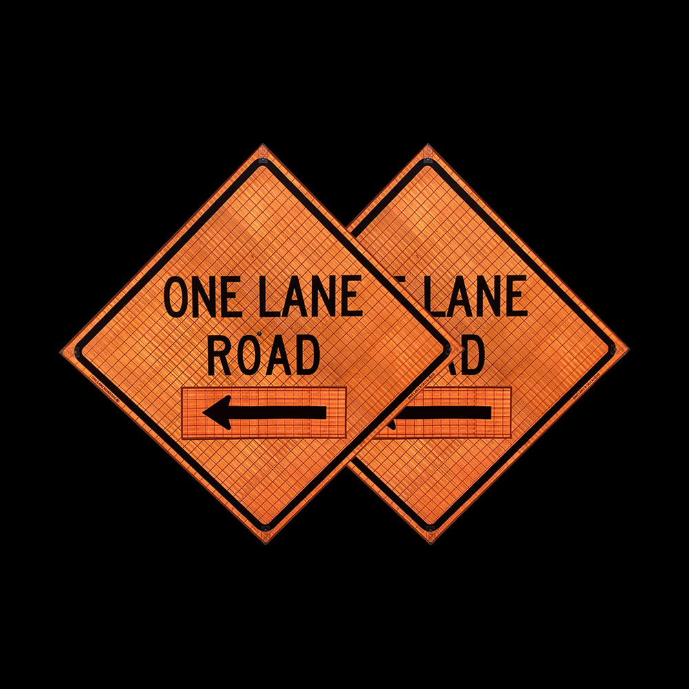 48 Inch Reflective Left Side One Lane Road Roll Up Traffic Sign - 